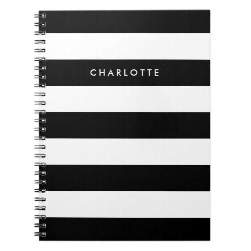 Personalized Black and White Stripes Notebook