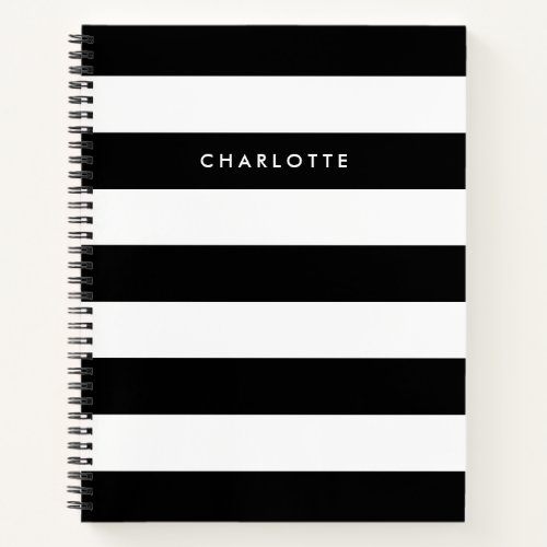 Personalized Black and White Stripes Notebook