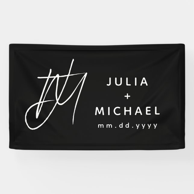 Personalized Black and White Wedding Banner (Horizontal)
