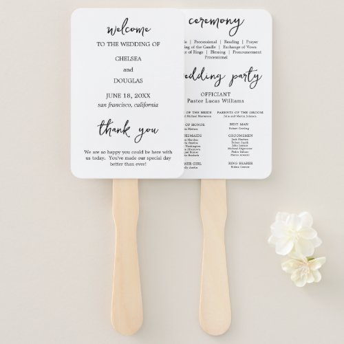 Personalized Black and White Wedding Hand Fan