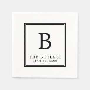 Personalized Black and White Wedding Paper Napkin