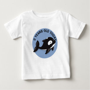 Personalized Black and White Whale Birthday Baby T-Shirt