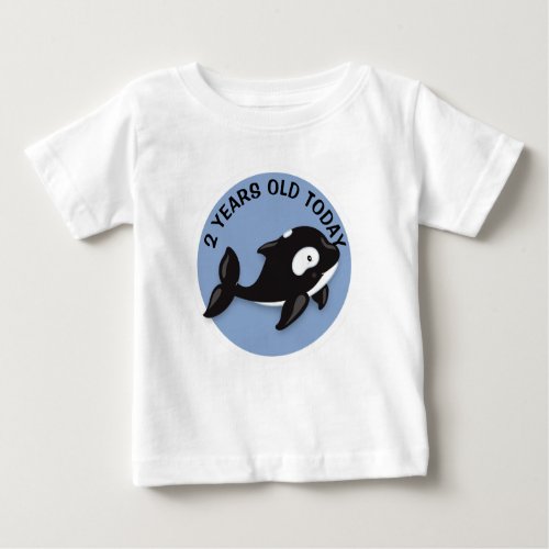 Personalized Black and White Whale Birthday Baby T_Shirt