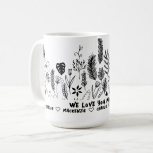 Personalized Black and White Wild Flower and Text  Coffee Mug
