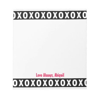 Personalized Black and White XOXO Love Always Notepad