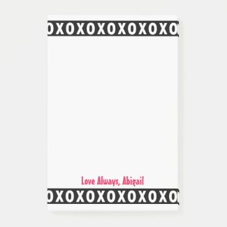 Personalized Black and White XOXO Love Always Post-it Notes