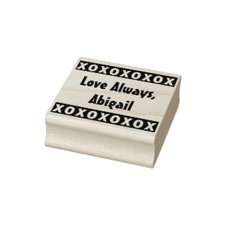 Personalized Black and White XOXO Love Always Rubber Stamp