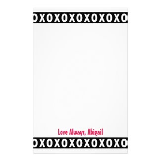 Personalized Black and White XOXO Love Always Stationery