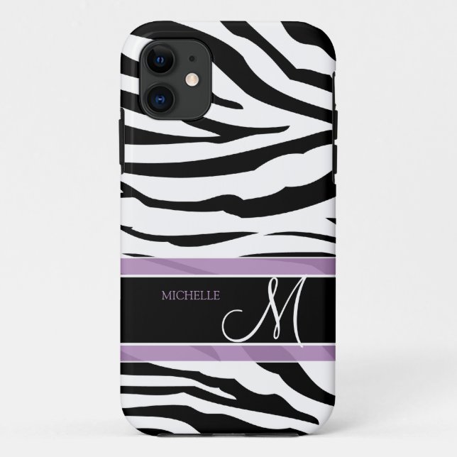 Personalized Black and White Zebra Stripes Case-Mate iPhone Case (Back)