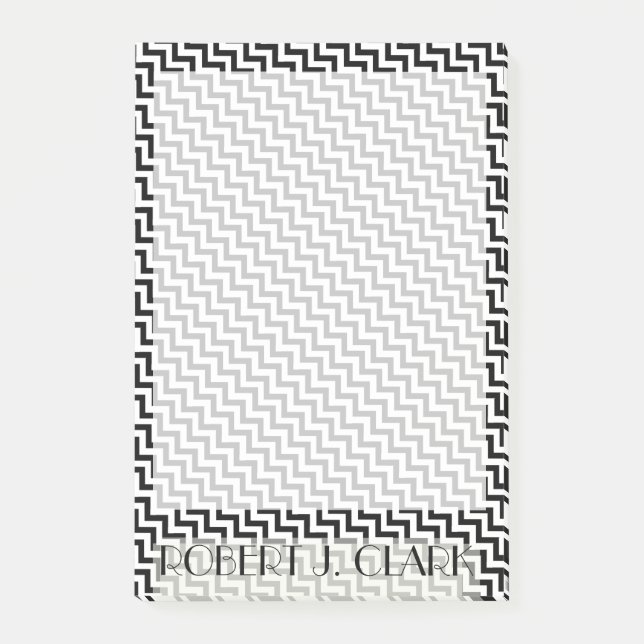 Personalized BLACK AND WHITE ZIG ZAG Border Post-it Notes (Front)