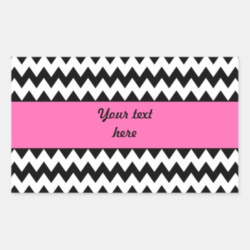 Personalized Black and White Zigzag Rectangular Sticker