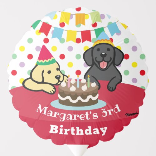 Personalized Black and Yellow Labradors Birthday Balloon