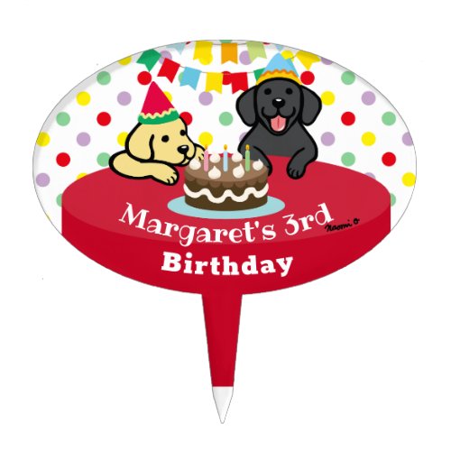 Personalized Black and Yellow Labradors Birthday Cake Topper