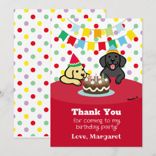 Personalized Black and Yellow Labradors Birthday Thank You Card