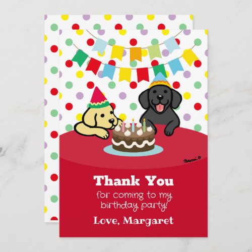Personalized Black and Yellow Labradors Birthday Thank You Card