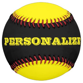 Personalized Black And Yellow Softball Gift by logotees at Zazzle