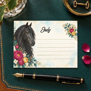 Personalized Black Andalusian Jewel-Tone Floral Post-it Notes