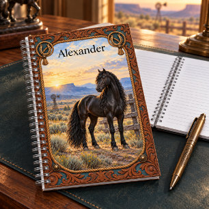 Personalized Black Andalusian Western Ranch Notebook