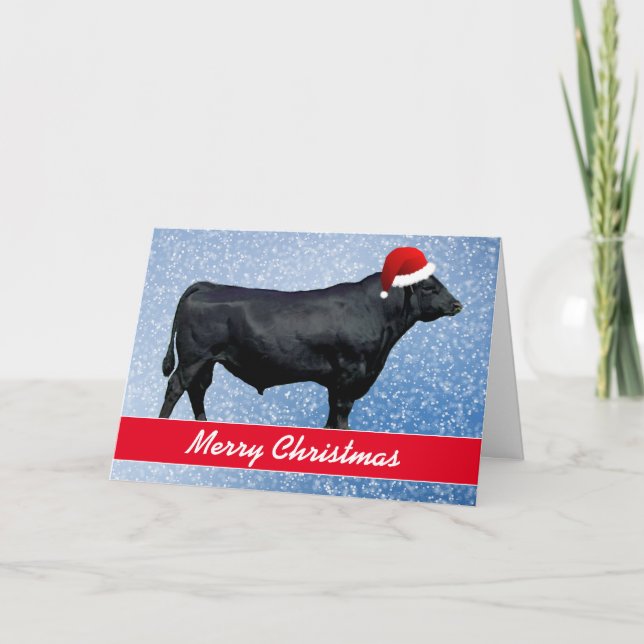 Personalized Black Angus and Snow Card (Front)