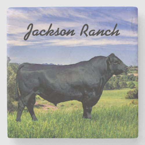 Personalized Black Angus Stone Coaster