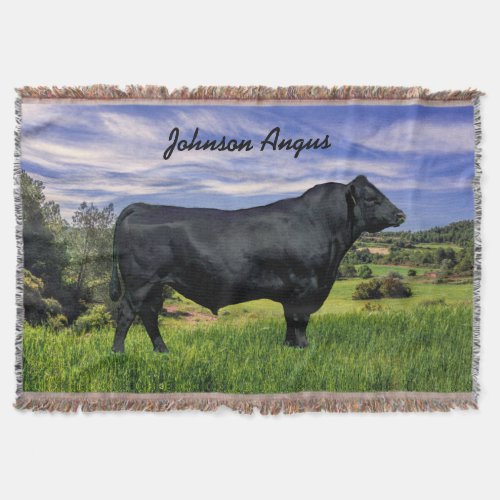 Personalized Black Angus Throw Blanket