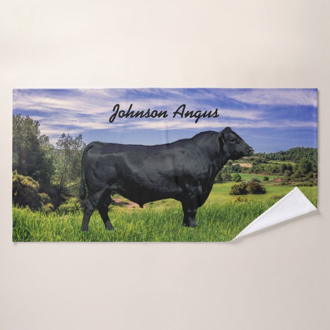 Personalized Black Angus Throw Blanket Bath Towel (Bath Towel)