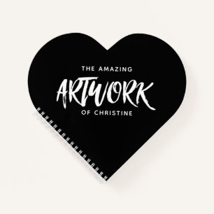 Personalized Black Artist Heart Sketchbook Notebook