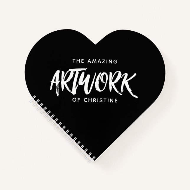 Personalized Black Artist Heart Sketchbook Notebook (Front)