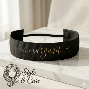 Personalized Black Athletic Headband CustomName