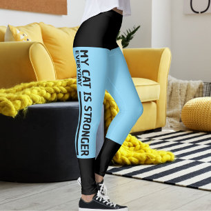 Personalized Black Baby Blue Stripes Cat Retro Leggings
