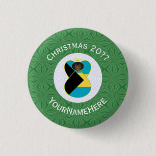 Personalized Black Bahamian Angel Hanukkah Flag Button