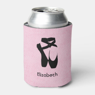 Personalized Black Ballet Shoes En Pointe Can Cooler