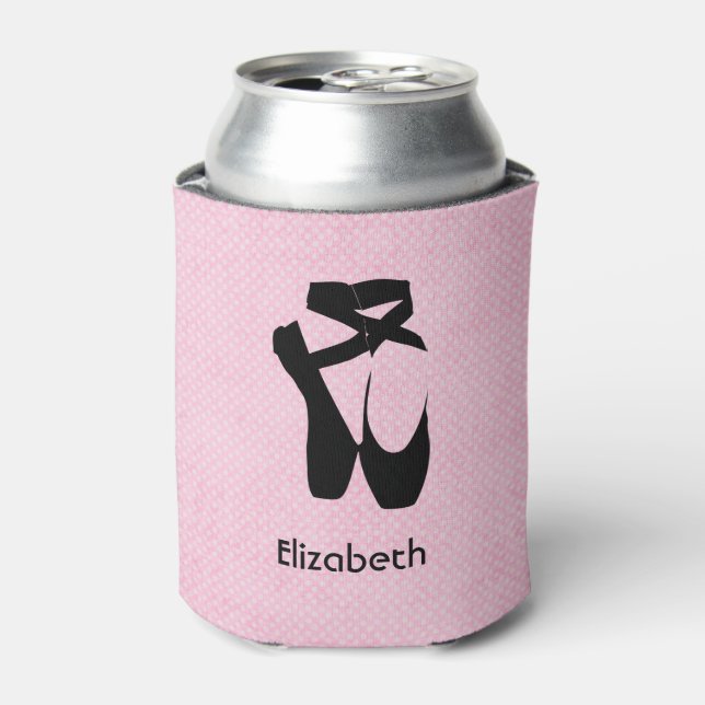 Personalized Black Ballet Shoes En Pointe Can Cooler (Can Front)