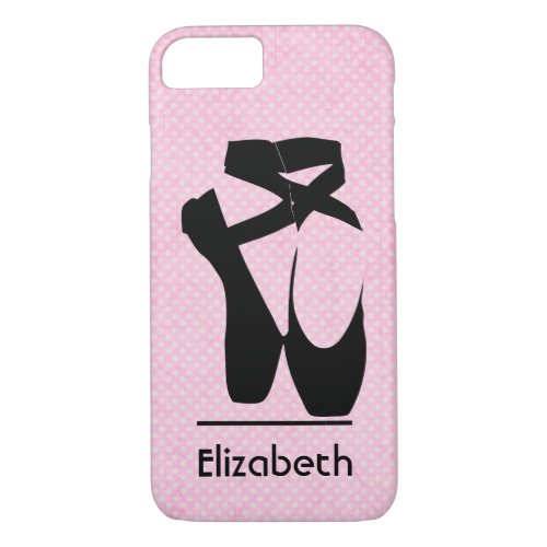 Personalized Black Ballet Shoes En Pointe iPhone 87 Case