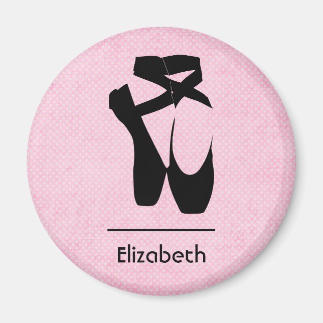 Personalized Black Ballet Shoes En Pointe Magnet (Front)