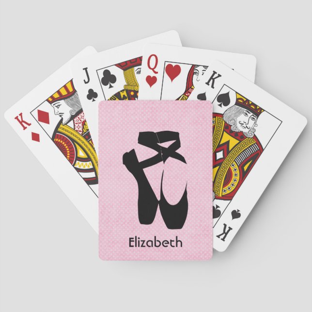 Personalized Black Ballet Shoes En Pointe Poker Cards (Back)