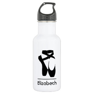 Personalized Black Ballet Shoes En Pointe Stainless Steel Water Bottle