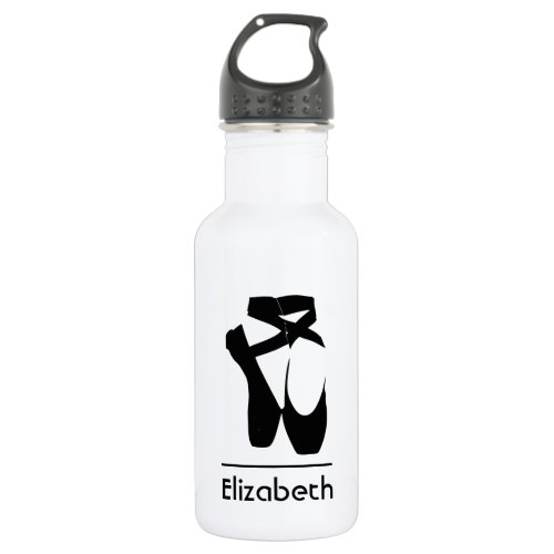 Personalized Black Ballet Shoes En Pointe Stainless Steel Water Bottle