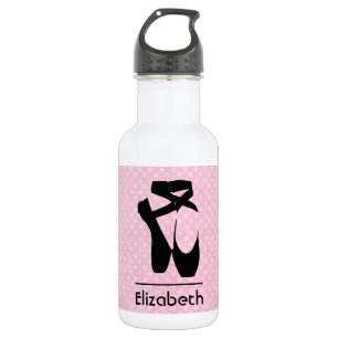 Personalized Black Ballet Shoes En Pointe Water Bottle
