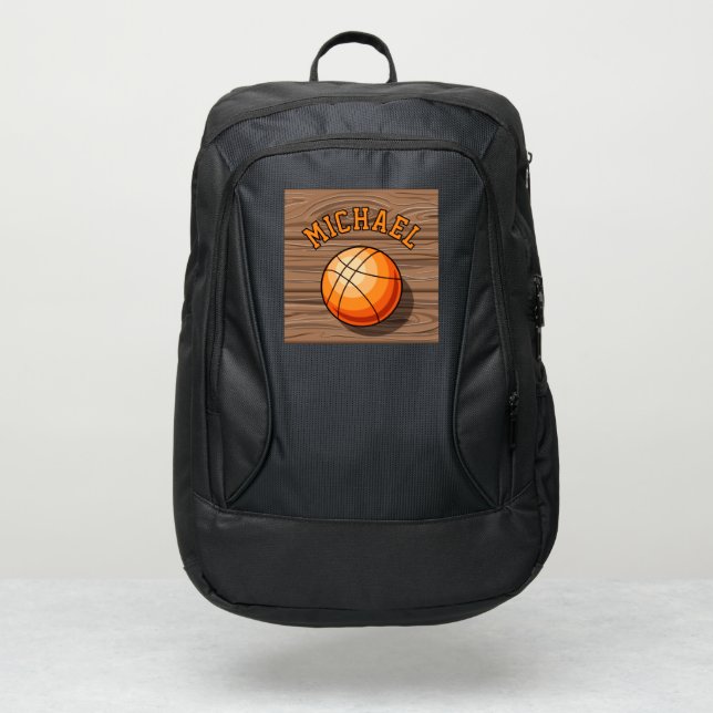 Personalized Black Basketball Backpack (Front)