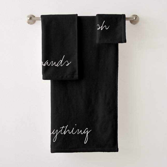 Personalized Black Bath Towel Set (Insitu)