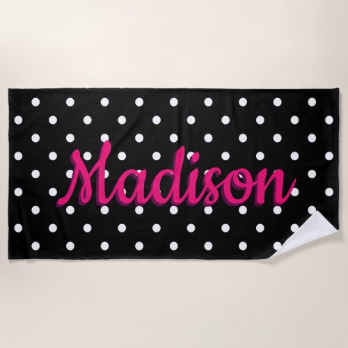 Personalized Black Beach Towel