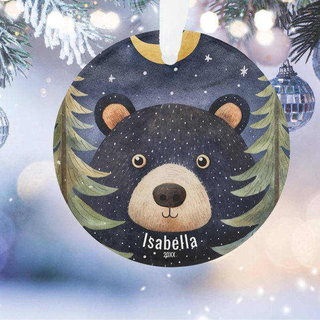 Personalized Black Bear Christmas Ornament (Creator Uploaded)
