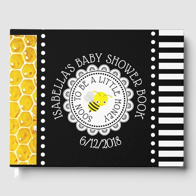 Personalized Black bee Bumblebee Baby Shower Book (Front)