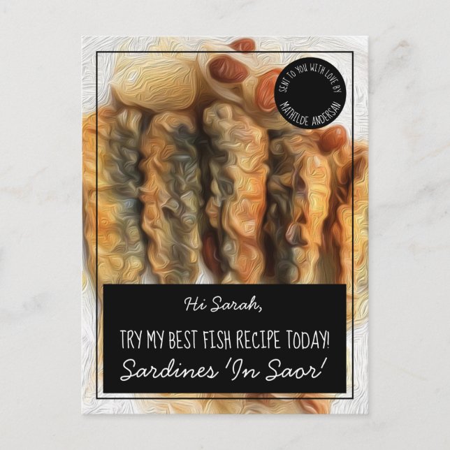 Personalized Black Best Fish Recipe Postcard (Front)