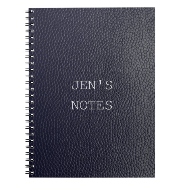 Personalized Black/Blue Leather/Skin Look Notebook (Front)