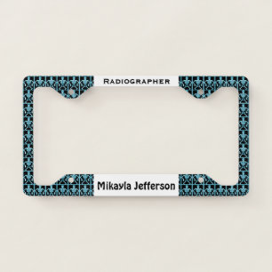 Personalized Black & Blue Skeleton Radiographer License Plate Frame
