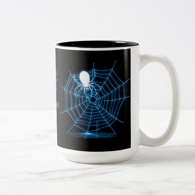 Personalized Black & Blue Spider Web  Mug (Right)
