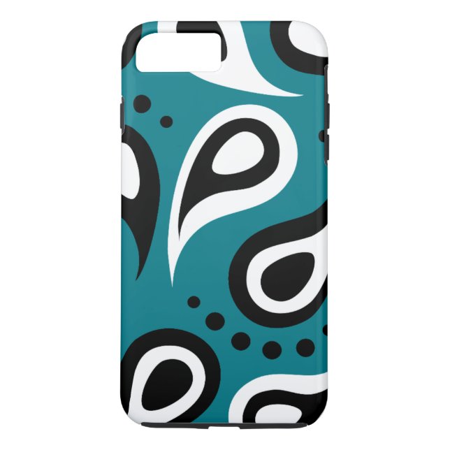 Personalized Black Blue & White Paisley Case-Mate iPhone Case (Back)
