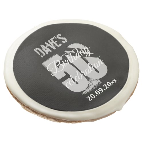 Personalized Black Bold 50th Any Birthday Party  Sugar Cookie